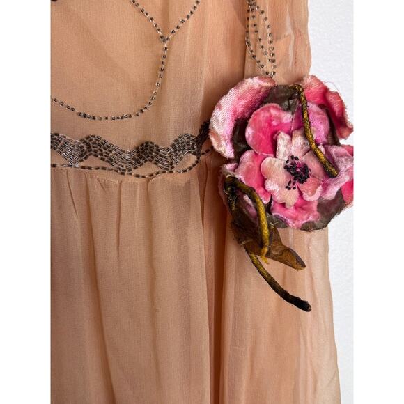 Vintage Dress 1920s Flapper Silk Beaded Sequin Salvage Small - Picture 6 of 7